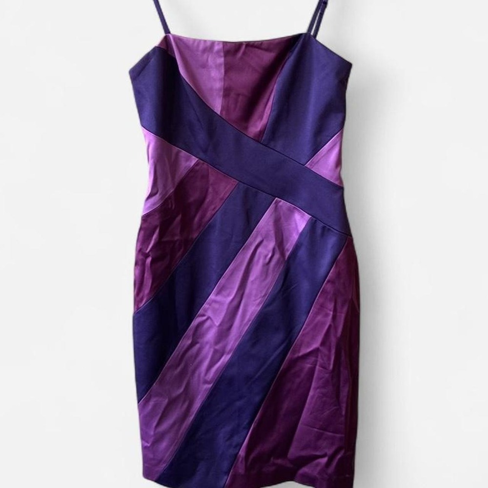 Decode 1.8 Purple & magenta satin spaghetti‎ strap mini dress Sz 0